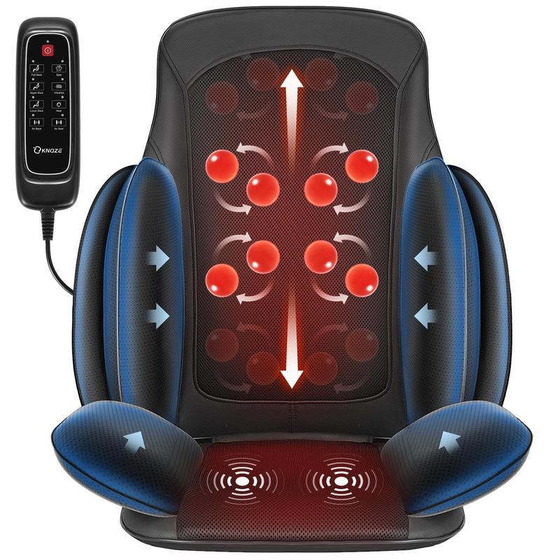 Shiatsu Back Massager with Heat, Deep Kneading Massage Chair Pad with Compression, Vibration & Heating, Seat Cushion for Full Body Pain Relief