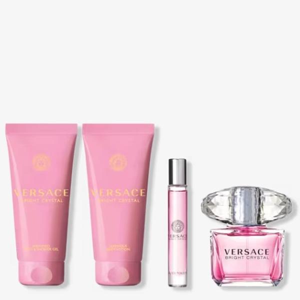 VERSACE WOMEN'S BRIGHT CRYSTAL 4 PC GIFT SET (3.0 OZ EDT SPR + 3.4 OZ Body Lotion + 3.4 OZ Shower gel + 5ml mini EDT SPR)