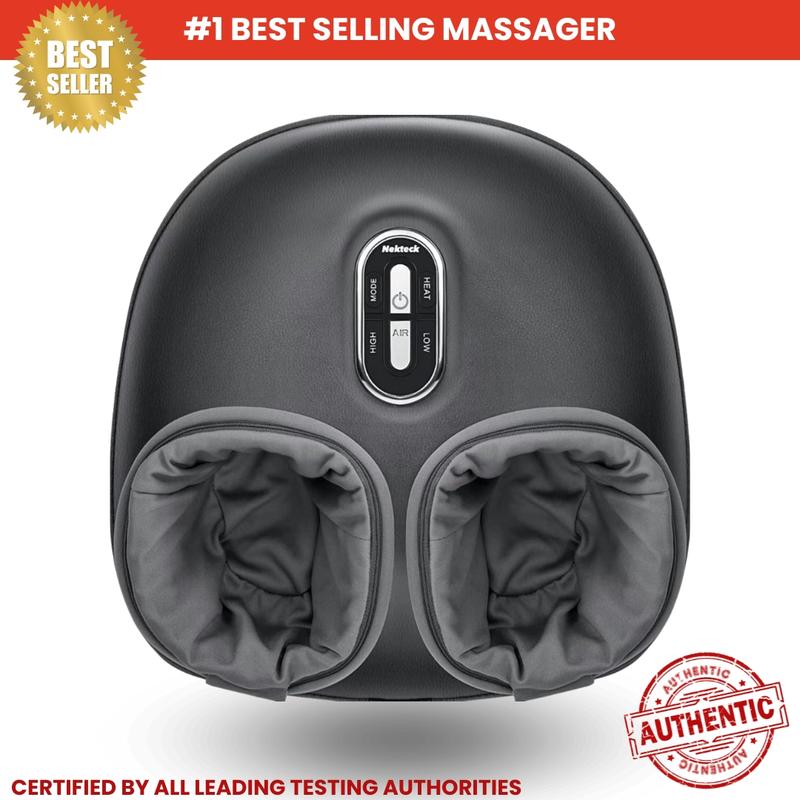 Shiatsu Foot Massager with Soothing Heat, Deep Kneading Therapy& Air Compression, Promotes Blood Circulation, Foot Comfort, Adjustable Settings