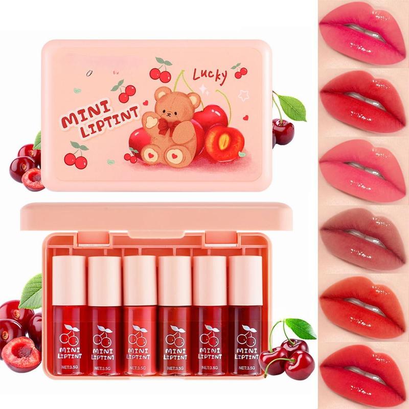 6 Colors Lip Tint Stain Set,Korean Lip Tint Watery Lip Gloss Mini Liquid Lipstick,Multi-use Lip and Cheek Tint Moisturizing Natural Lip Stain,Long-lasting Non-sticky Waterproof Lip Color Makeup Clear Long Lasting