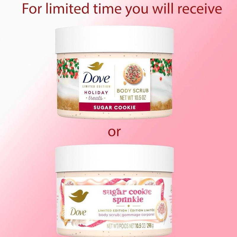 Limited Edition Sugar Cookie Sprinkle Collection for Deep Nourishment - Dove Body Wash, Bar, and Scrub 3 Pack Moisturizing Body Care Exfoliate Scented