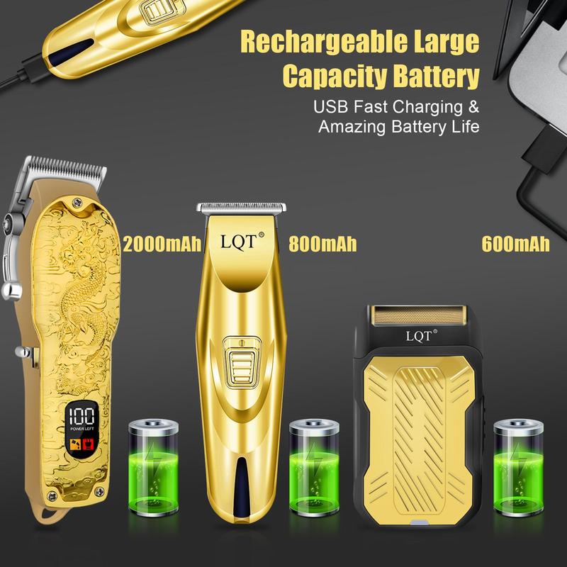 Professional Hair Clipper Set, 1 Set Rechargeable Electric Hair Clipper with Charging Cable & Cleaning Brush, Great Gifts for Men