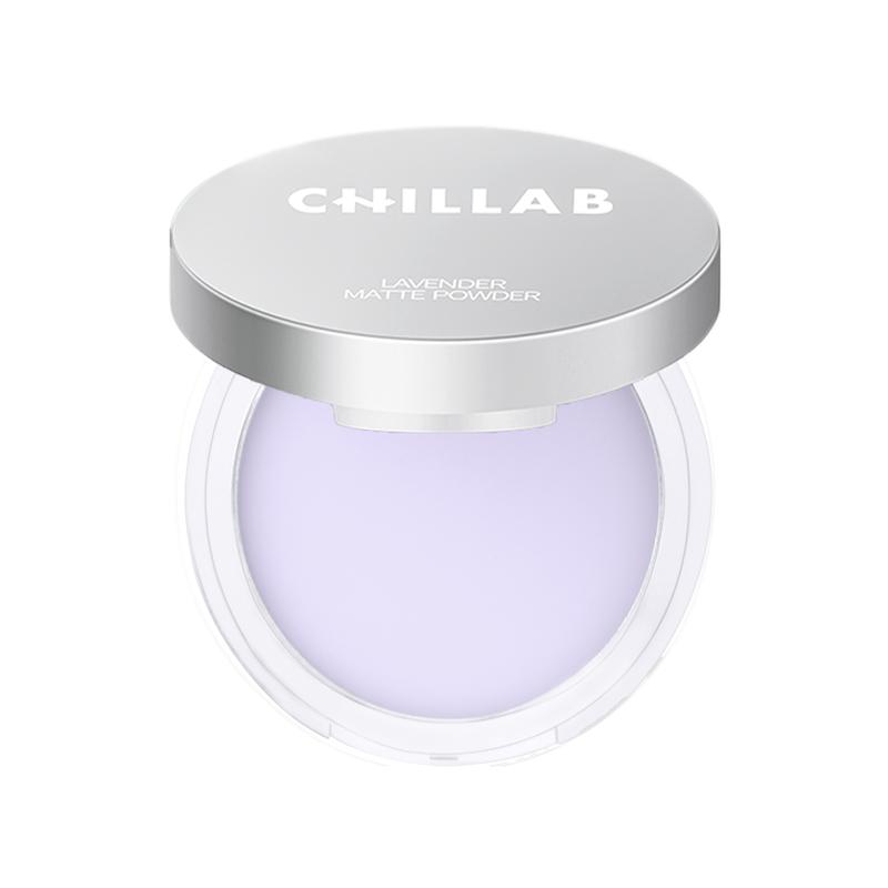 Chillab Lavender Matte Powder - Powderless Compact with Oil-Control Matte Finish, Makeup Setting, Silky Smooth Purple Texture, Invisible Finish, Includes Waterdrop Puff, Suitable for All Skin Tones & Types