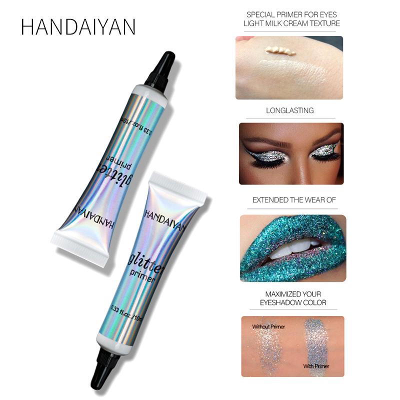 Handaiyan Glitter Primer, Cosmetic Glitter Glue, Long Lasting Primer Gel Waterproof & Smudgeproof Primer Base Glue for Body Eyes Face Lip with Glitter, Body Jewels