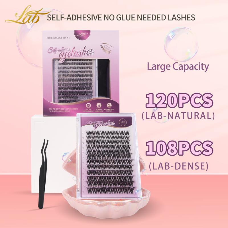 Self-Adhesive Glue-free Needed Kit Segmented DIY Lash Eyelashes Makeup Cosmetic Freely Matched With the Style Beginer Friendly 12 Rows And Tweezer Total of 120 Clusters Ultra-high Cost-effectiveness No Skin Harm No irritate For Sensitive