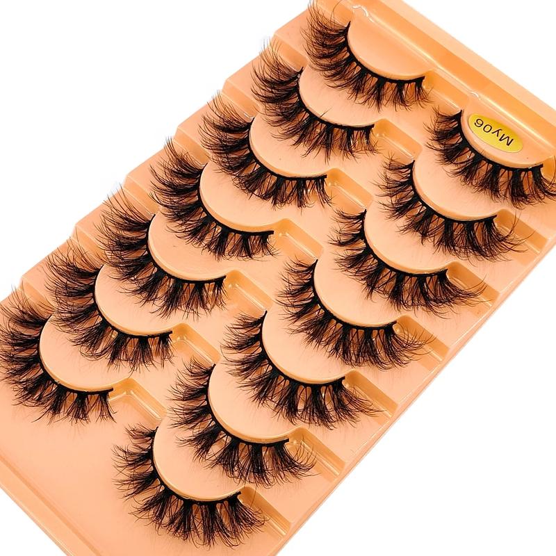 Mink Lashes Natural Look False Eyelashes Wispy Cat Eye Lashes Fluffy 3D Mink Lashes Natural Fake Lashes Strip Lashes Pack 7Pairs HBZGTLAD