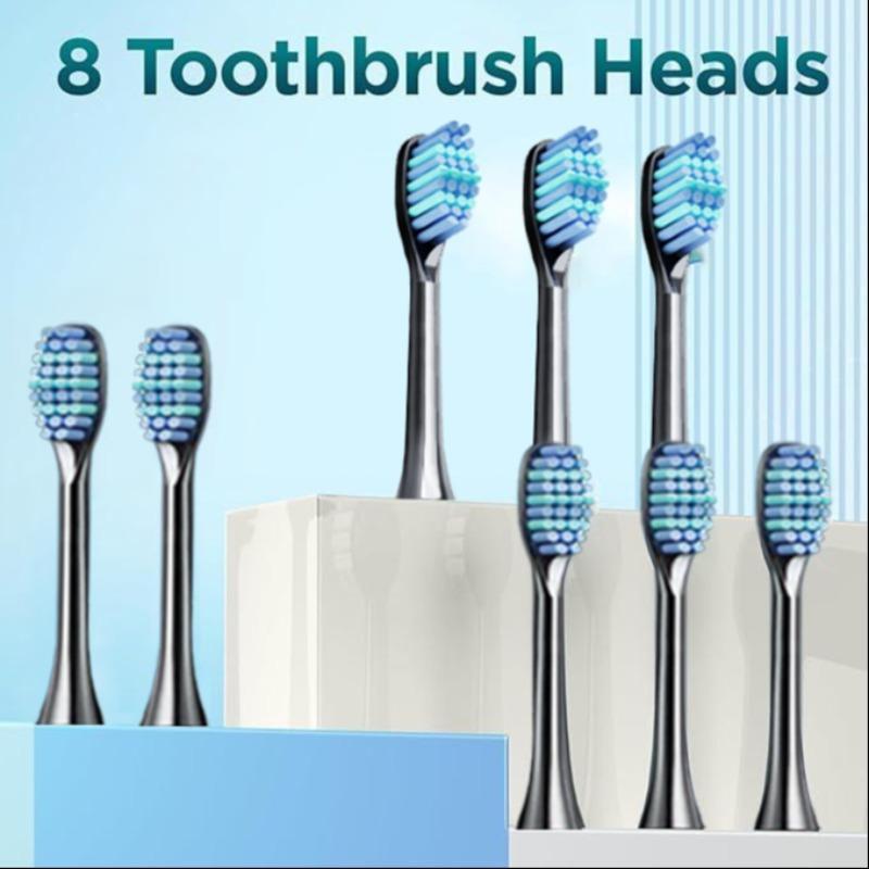 Rechargeable Electric Toothbrush Set, 1 Box Electric Toothbrush & 8 Replacement Brush Heads & Travel Case, Oral Care Product for Adults