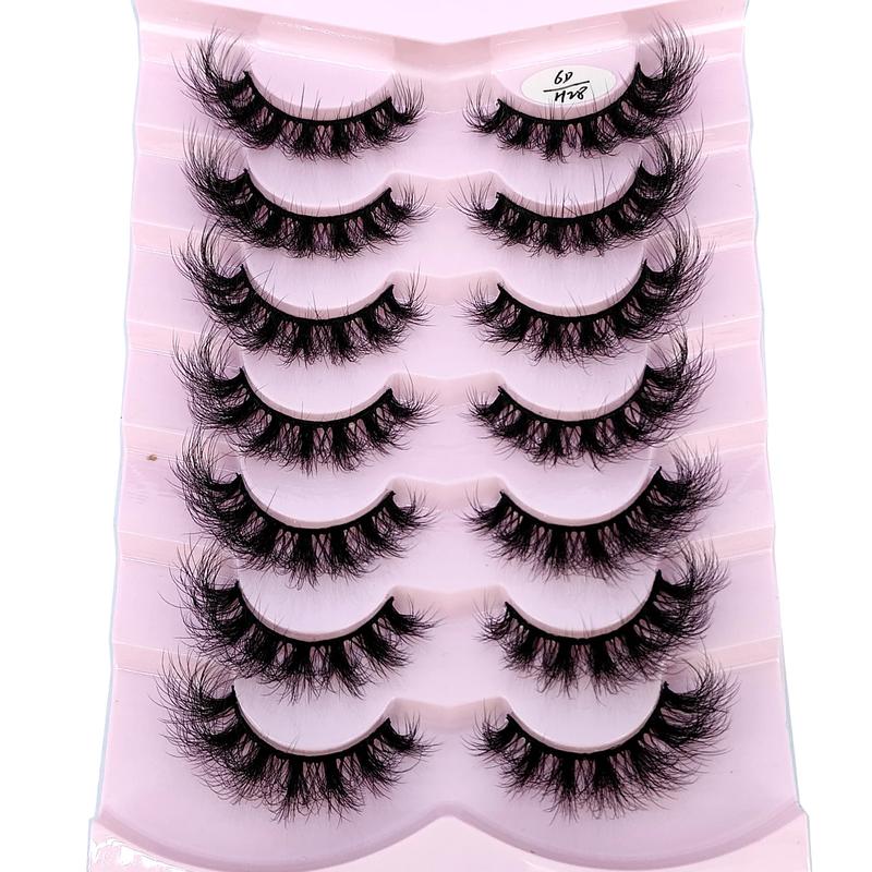 Mink Lashes Natural Look False Eyelashes Wispy Cat Eye Lashes Fluffy 3D Mink Lashes Natural Fake Lashes Strip Lashes Pack 7Pairs HBZGTLAD