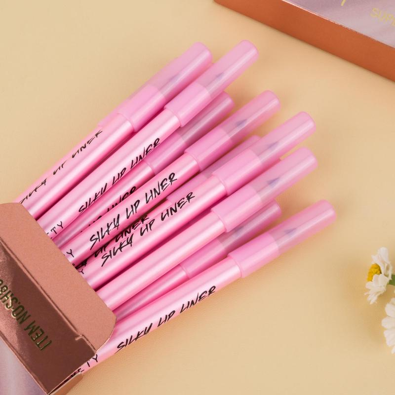 Long Lasting Matte Lip Liner Set, 12pcs set Moisturizing Lip Liner Pencil, Suitable for All Occasions Lip Makeup, Girls and Women Makeup Accessories