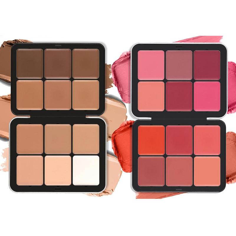 12 Color Concealer & Blush Palette, 2 Counts Matte Concealer & Blush Palette, Long Lasting Concealer & Blush Palette, Highlighter Blush Palette, Makeup Cosmetic Palette for Women & Girls, Makeup Products, Christmas Gift