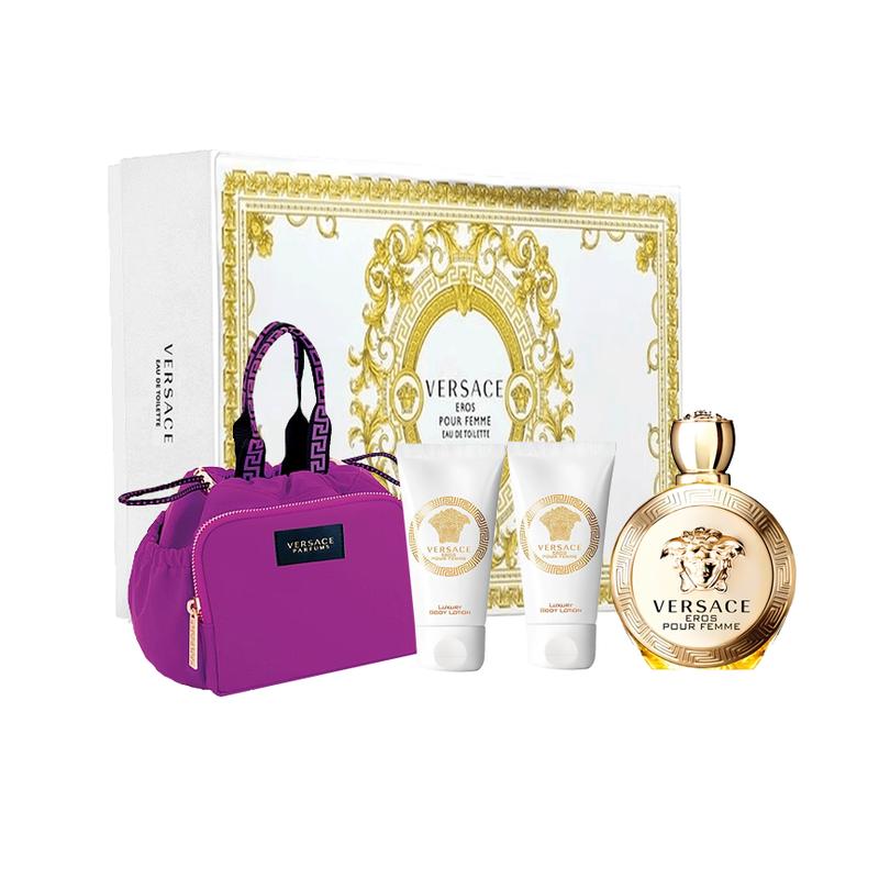 Versace Eros Pour Femme EDT 100 ml Gift Set - Versace Eros Pour Femme EDT 100 ml + Bath & Shower Gel 100 ml + Body Lotion 100 ml + GWP