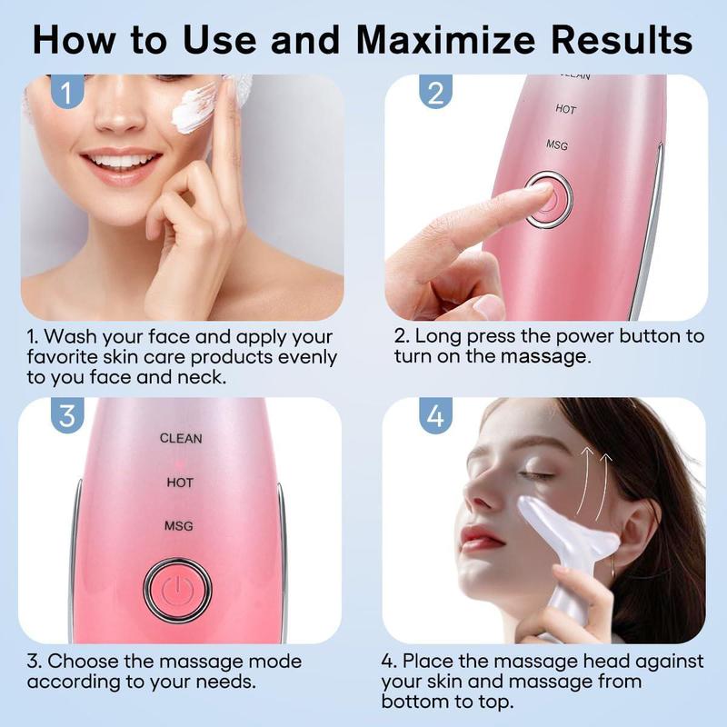 3 Color LED Facial Massager, Rechargeable Face Sculpting Tool with Thermals, Vibration for Skin Care and Double Chin, Christmas Gift