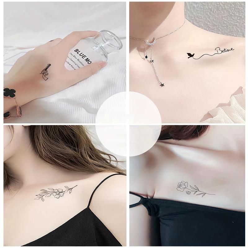 Flower Pattern Temporary Tattoo Sticker, 30pcs set Fashion Temporary Tattoo Sticker, Body Art Sticker for Women & Men