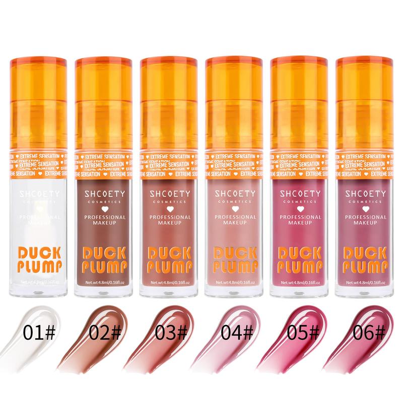 Duck Lip Gloss Set, 6 Counts box Moisturizing & Nourishing Lip Gloss, Glossy Lip Glaze, Plumping Lip Oil for Girls & Women