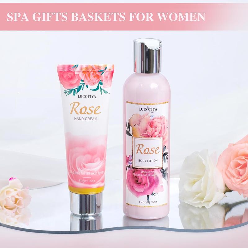 Gifts for Women, Happy Birthday Gifts for Women, Bath and Body Gifts for Women with Unique Rose Self Care Gifts, Home Spa Gift Basket Ideas for Mom, Girlfriend, Sister, Female Friends, Coworker