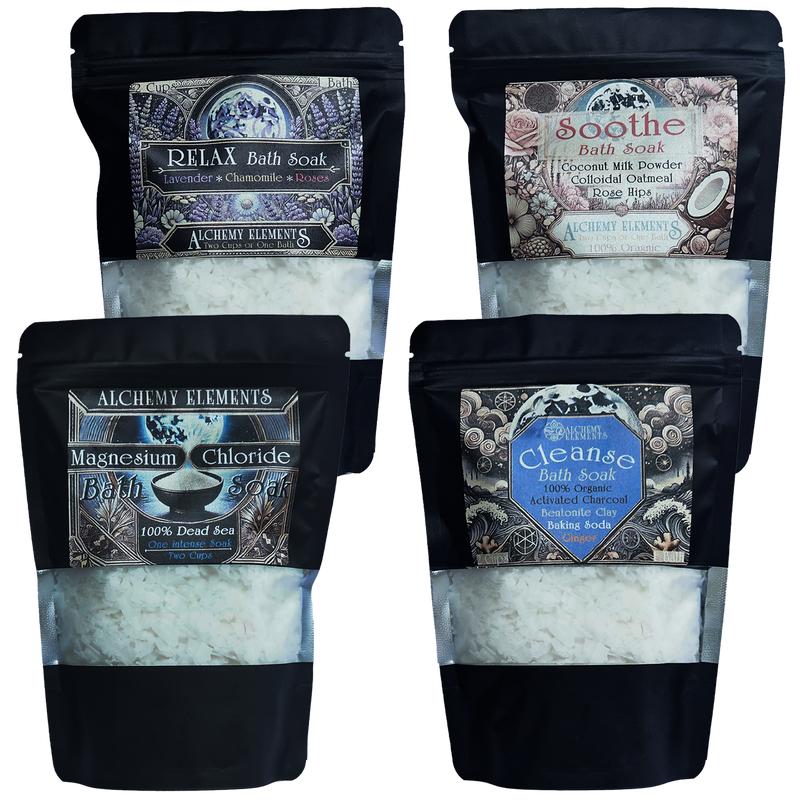 Alchemy Elements Bath Soak Collection Set to Relax, Cleanse, Soothe, Comfort Women's Relaxation Spa Gift Set body care