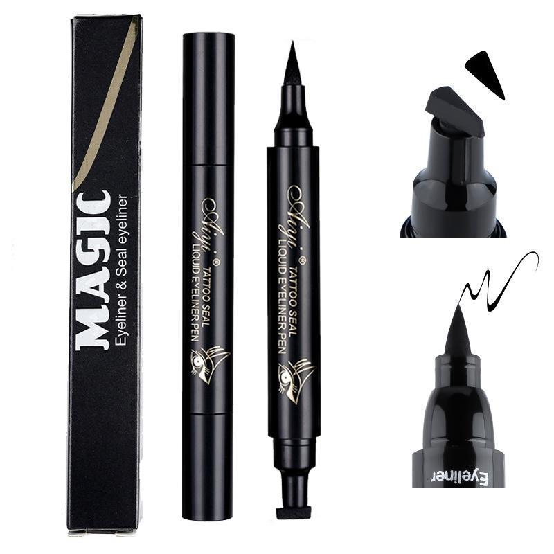 2 in 1 Double-ended Eyeliner, Waterproof Long Lasting Stamp Eyeliner Pencil, Quick Drying Eyeliner with Flexible Tip & Comfortable Grip, Makeup Accessories