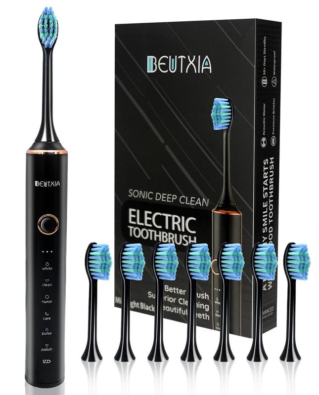 Sonic Electric Toothbrush for Adults with 8 Brush Heads, 6 Modes, 50-Day Battery