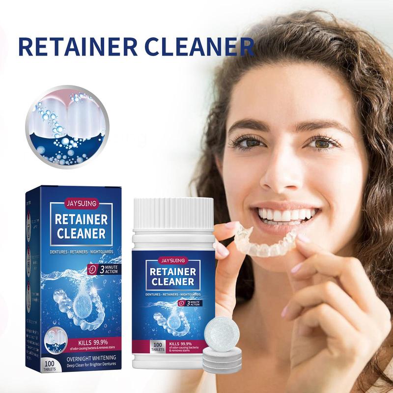 Retainer Cleaner, 100pcs box Denture Cleaner, Oral Care Products for Men & Women, Denture Care Products for Daily Use