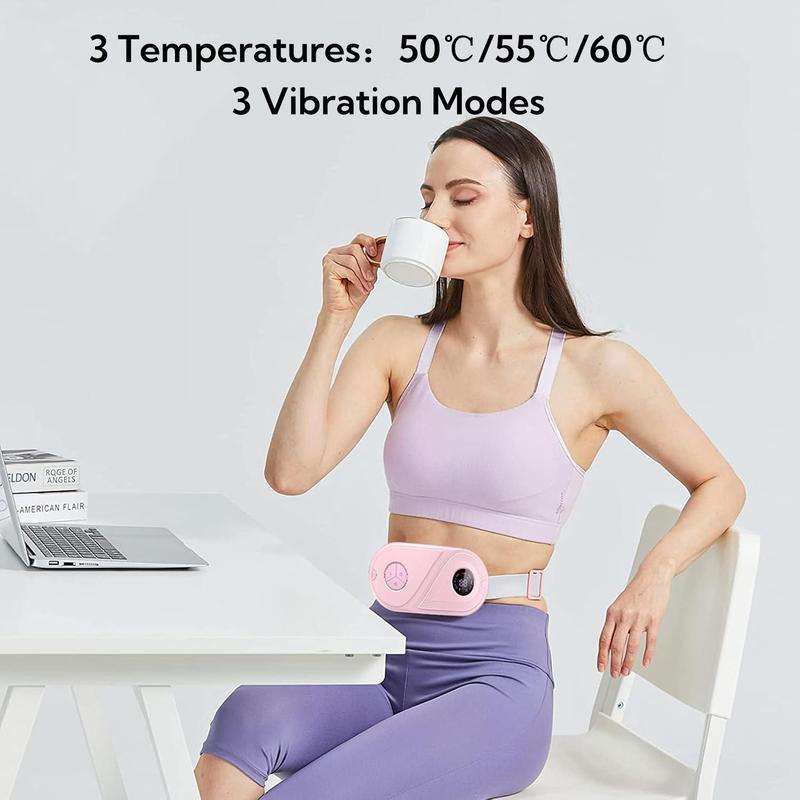 Wireless Abdominal Heating Pad, 1 Box Wireless Uterus Warmer Belt with 3 Temperature Adjustment & 3 Massage Mode, Portable Back Or Abdominal Massager