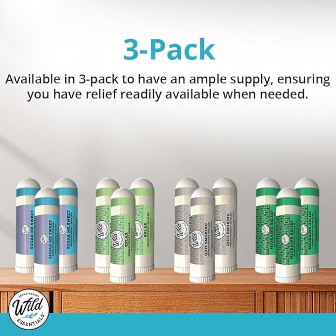 Wild Essentials 3 Pack of Quit Smoking Aromatherapy Nasal Inhalers Made with All Natural, Therapeutic Grade Essential Oils to Help You Kick The Habit and Quench The Cravings!