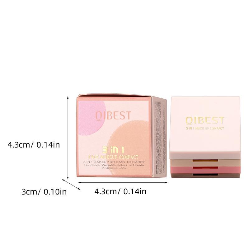 3 in 1 Highlighter Blush Palette, 1 Set Long Lasting Shimmer Eyeshadow, Blendable Eyeshadow Powder for All Occasions & Styles Makeup