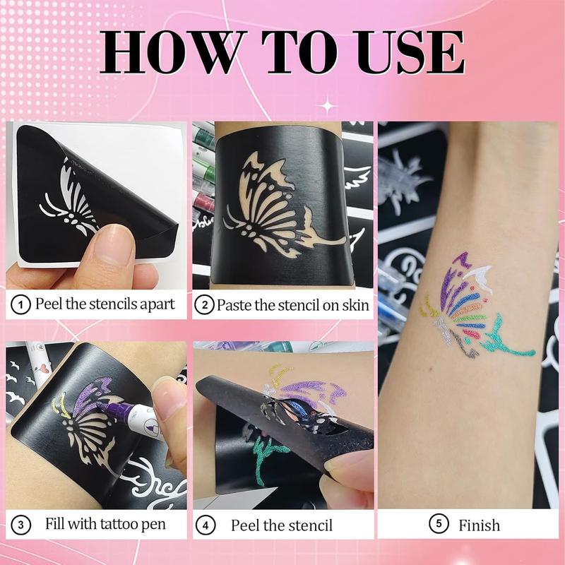 Temporary Tattoo Pen, 10pcs box Reusable Tattoo Marker Pen, Body Paint Pen for Women & Men, Professional Makeup Tool for Party, Holiday