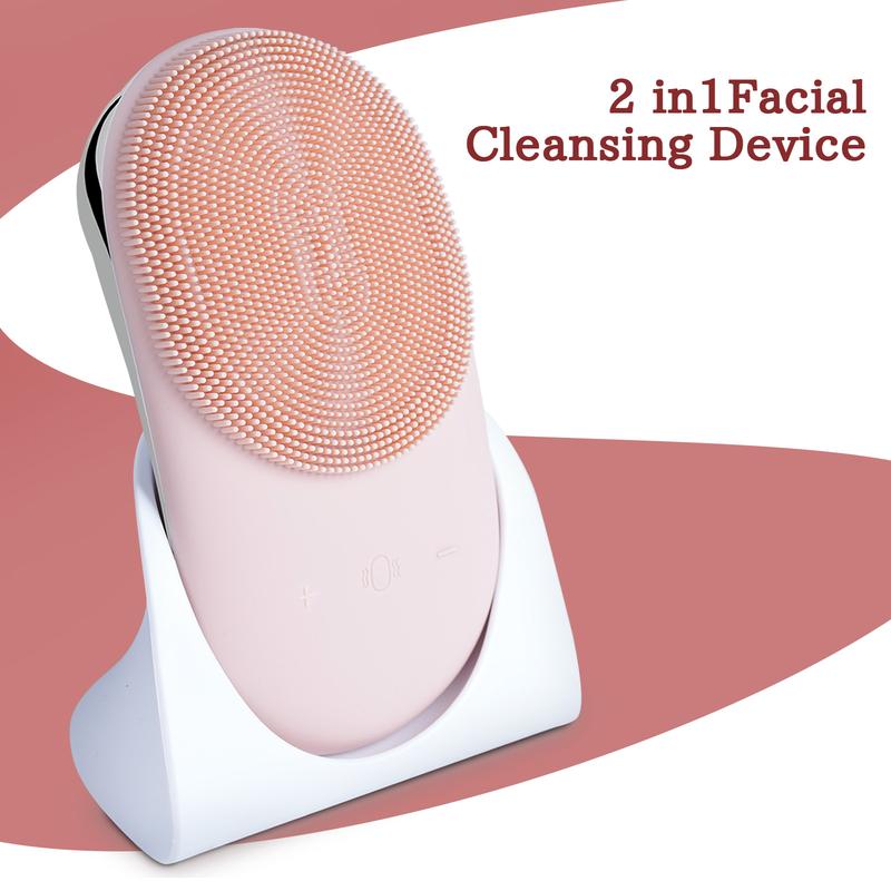 Facial Cleansing Brush, Sonic Scrubber Made with Ultra Hygienic Soft Silicone, Waterproof Sonic Vibrating Face Brush for Deep Cleansing, Gentle Exfoliating and Massaging Multifunction Face Cleaning Face Cleaning, Relieve Fatigu Comfort