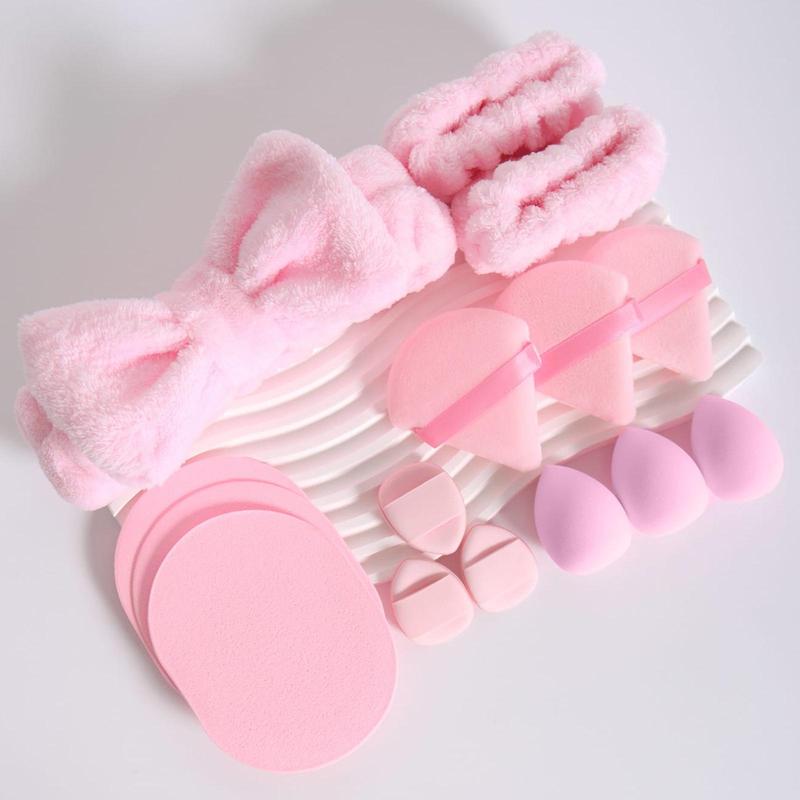 Makeup Tool Set for Women, 15pcs set Dry & Wet Use Makeup Puff for Facial Detailing, Multi-use Facial Makeup & Face Washing Sponge for Daily Use, Cruel Summer