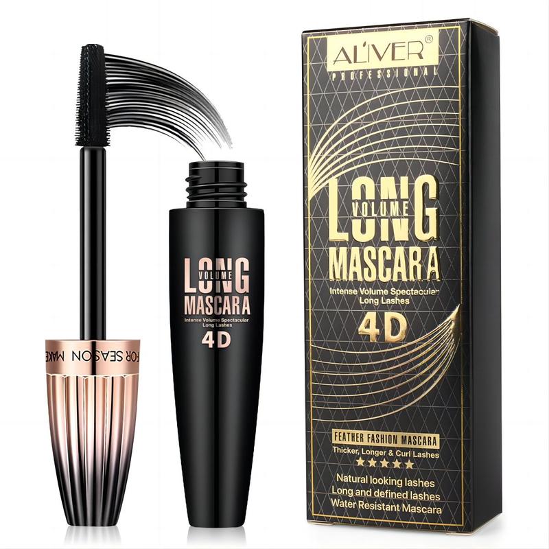 Aliver 4D Silk Fiber Lash Mascara, Waterproof Long Lasting Mascara Black Volume and Length Natural