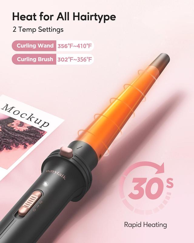 Wavytalk 5 in 1 Curling Wand Set With Thermal Brush with Canvas Bag Gift