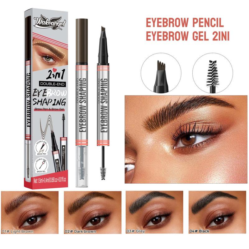 Curved Eyebrow Pen - Eyebrow Pencil Magical 2-in-1 Dual-Ended Eye Brow Pencils for Women with Fork-Tip & Precise Brush-Tip Create Natural Hair-Like Brows, Last All-Day