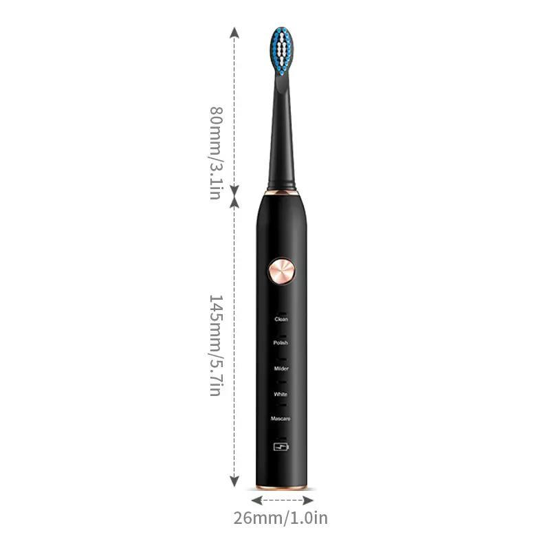 Electric Toothbrush with Replacement Brush Head, 1 Count USB Charging Soft Bristles Toothbrushes with 3 Counts Brush Head Set