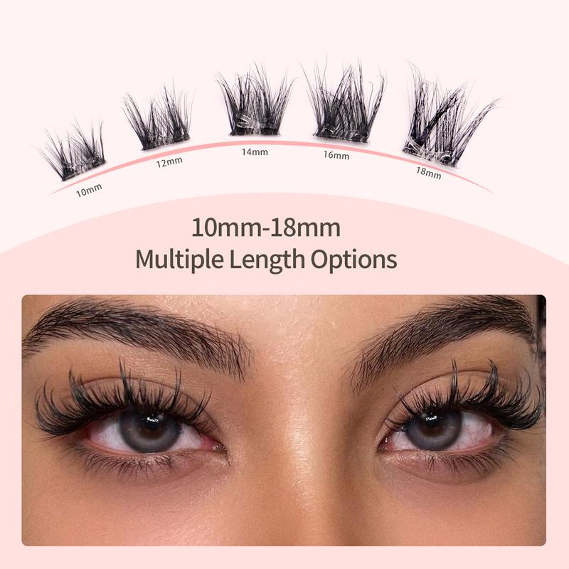 Self-Adhesive Glue-free Needed Kit Segmented DIY Lash Eyelashes Makeup Cosmetic Freely Matched With the Style Beginer Friendly 12 Rows And Tweezer Total of 120 Clusters Ultra-high Cost-effectiveness No Skin Harm No irritate For Sensitive