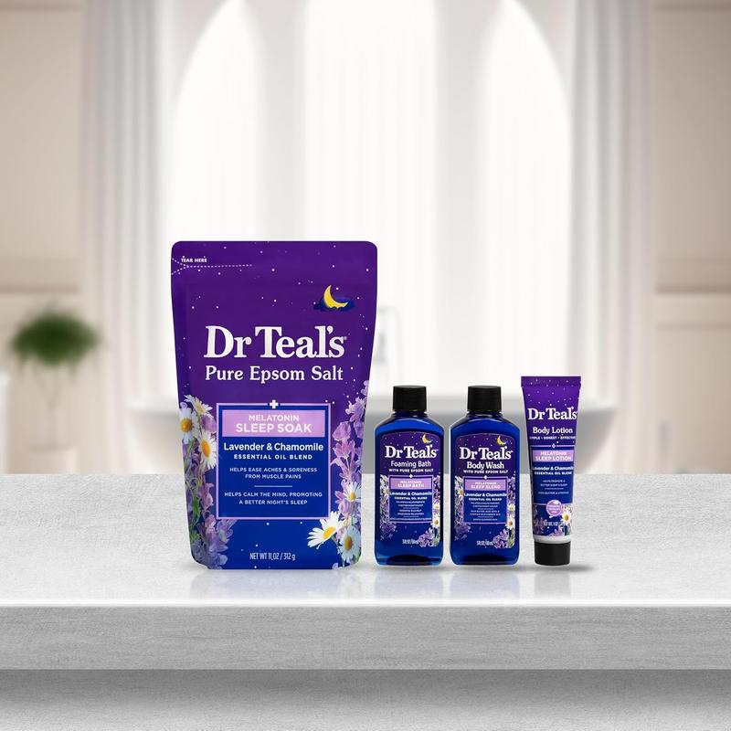 Dr Teal's Sleep Bath Gift Set, Melatonin & Essential Oil Blend, 4 Piece