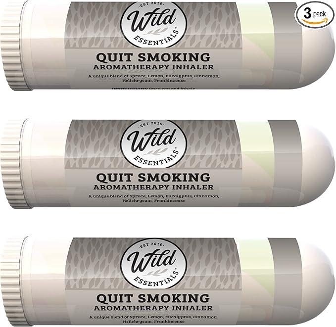 Wild Essentials 3 Pack of Quit Smoking Aromatherapy Nasal Inhalers Made with All Natural, Therapeutic Grade Essential Oils to Help You Kick The Habit and Quench The Cravings!