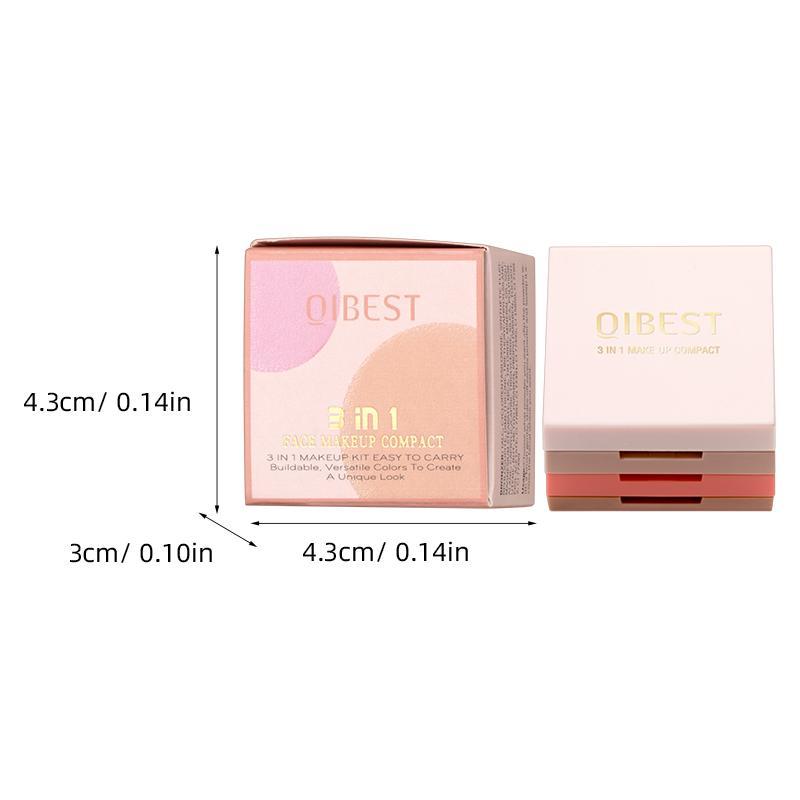 3 in 1 Highlighter Blush Palette, 1 Set Long Lasting Shimmer Eyeshadow, Blendable Eyeshadow Powder for All Occasions & Styles Makeup