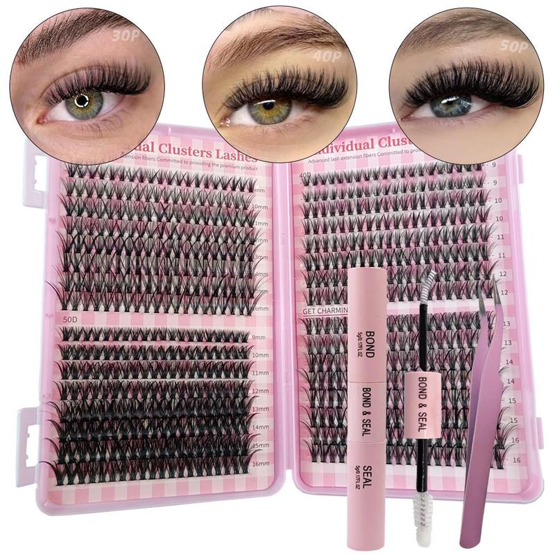 Individual False Eyelashes Kit, 640pcs Mixed Length & Styles Natural Look Eyelash Extensions with Tools, Self Grafting Curl Eyelashes, Eye Makeup Tool, Christmas Gift