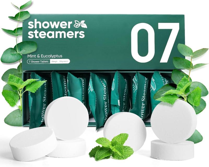 Shower Steamers Aromatherapy - 7 Pack Eucalyptus & Menthol Shower Tablets, Long-Lasting Strong Scent Vapor Bombs with Natural Essential Oil Relaxation and Stress Relief Bath Surprise for Women and Men