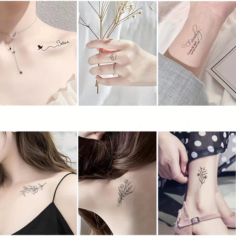 Flower Pattern Temporary Tattoo Sticker, 30pcs set Fashion Temporary Tattoo Sticker, Body Art Sticker for Women & Men