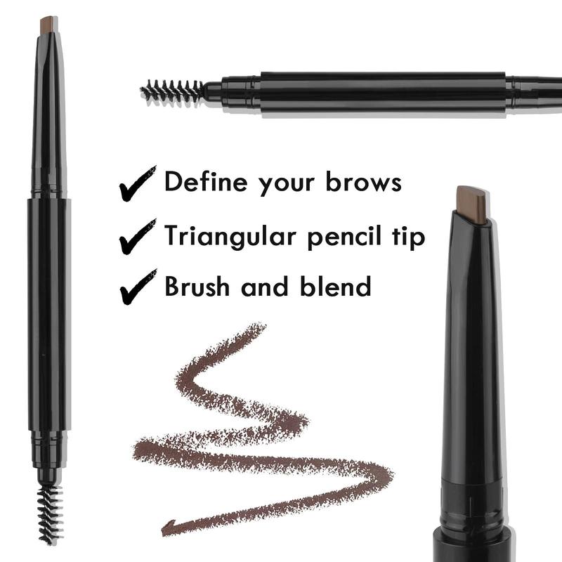 Eyebrow Pencil Set for Eyebrow Makeup, Including Waterproof Eyebrow Pencil, Eyeliner, Eyebrow Gel and Double-Ended Eyebrow Brush - Dark Brown