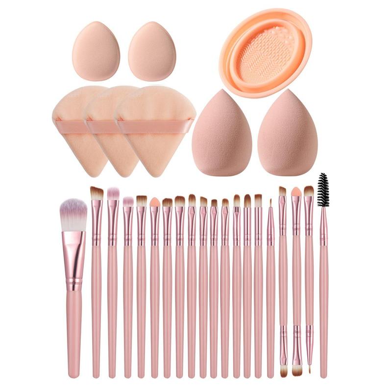 Makeup Accessories, Makeup Brushes & Beauty Sponges & Triangular Puffs & Finger Puffs & Cleaning Bowl, Professional Cosmetic Tool Set for Women