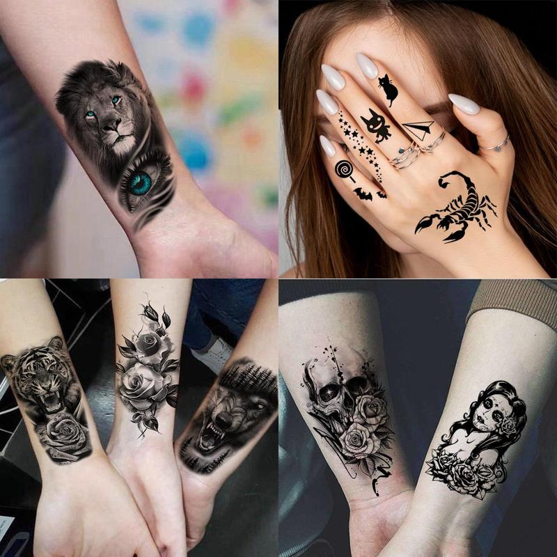 Creative Animal & Flower Pattern Temporary Tattoo Sticker, 68pcs set Fake Tattoo Sticker, Body Art Decoration for Men & Women