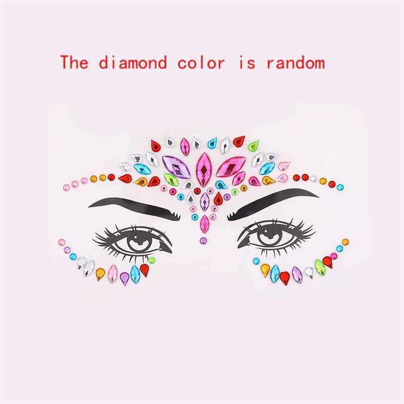 Rhinestone Face Stickers, 6 Counts set Self Adhesive Face Decals, Face Decoration Stickers, Makeup Accessories for Women & Girls