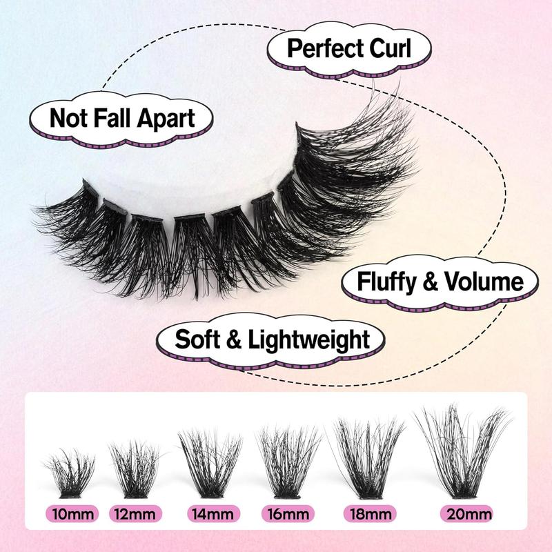 Back To School Natural Look Eyelash Extensions, 260pcs box Self Grafting Mixed Length Fluffy Individual Lashes with Lash Bond & Seal & Lash Tweezers, Eye Makeup Product for Women & Girls Lashes Extension Kit, Fall Gift, Makeup Set, Christmas Gift