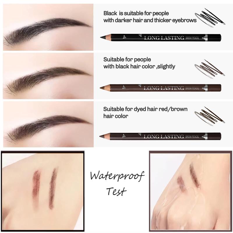 12 Pcs Dark Brown Eyebrow Pencil Eyeliner Makeup，Soft Textured，Easy to Color，Waterproof，Long Lasting Eyebrow Tint Pen for Fills in Sparse Areas and Gaps Create a Natural Eye Brow