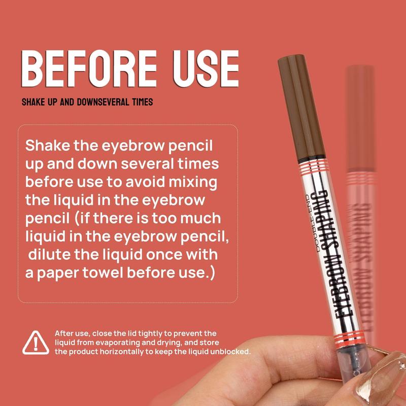 Curved Eyebrow Pen - Eyebrow Pencil Magical 2-in-1 Dual-Ended Eye Brow Pencils for Women with Fork-Tip & Precise Brush-Tip Create Natural Hair-Like Brows, Last All-Day