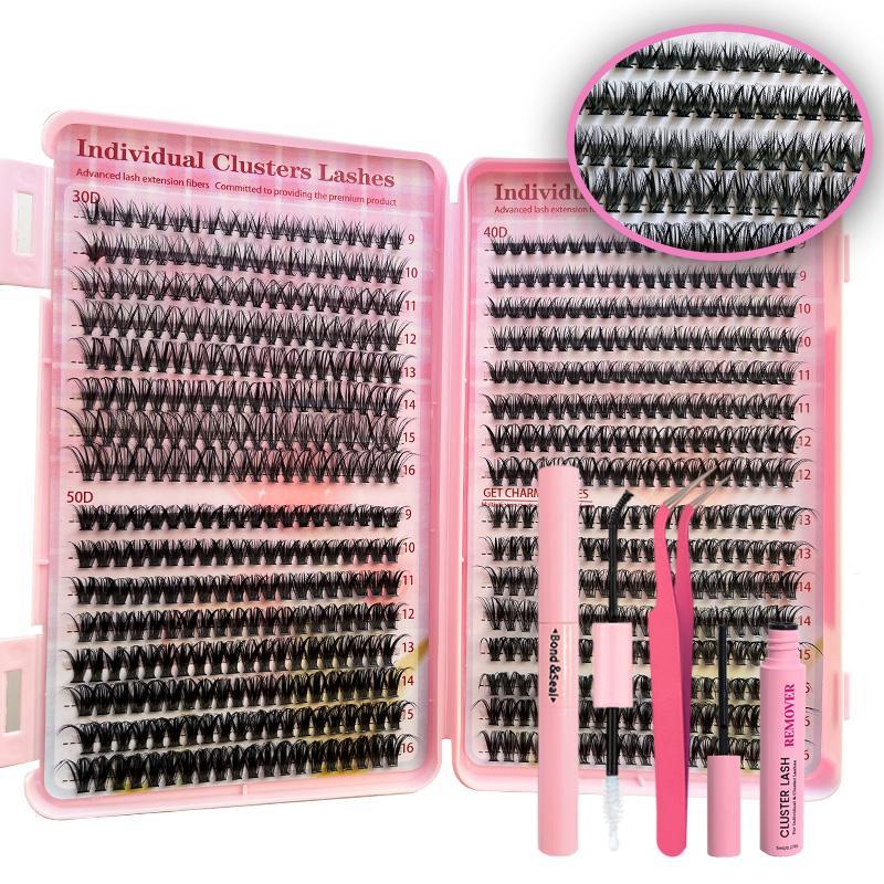 Cluster False Eyelashes Kit, 1 Set Natural Look Fluffy False Eyelashes Extensions, Professional Individual Lashes Kit Lashes Extension Kit, Eyelashes Clusters, Makeup Products, Fall Gift, Men Gifts, Christmas Gift