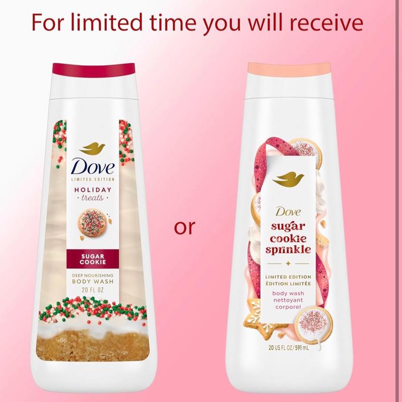 Limited Edition Sugar Cookie Sprinkle Collection for Deep Nourishment - Dove Body Wash, Bar, and Scrub 3 Pack Moisturizing Body Care Exfoliate Scented