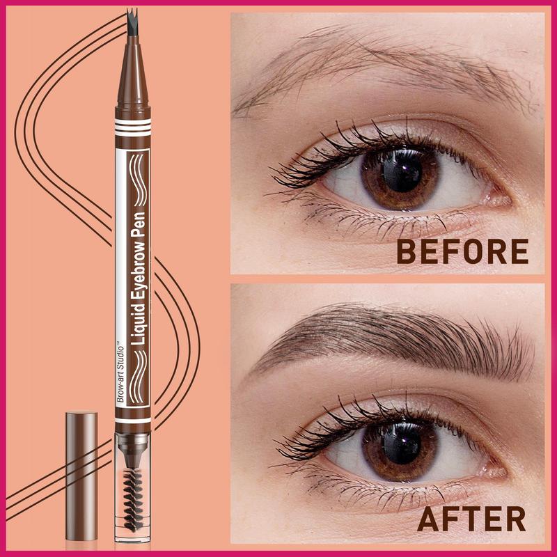 iMethod Eyebrow Pen - Eyebrow Pencil 2-in-1 Dual-Ended Eye Brow Pencils for Women with 3-Fork-Tip and Spoolie Brush Create Natural Hair-Like Defined Brows, Last All-Day